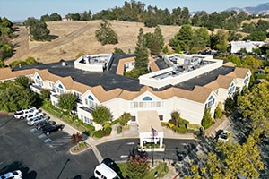 Aerial view of the Rossmoor facility from the front